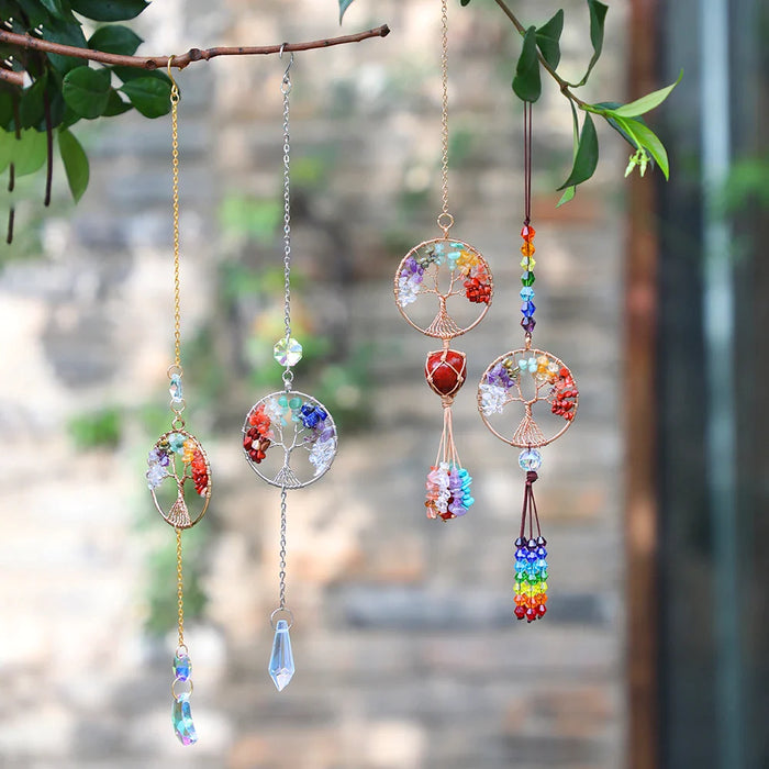 Boho Rainbow Tree Of Life Dream Catcher