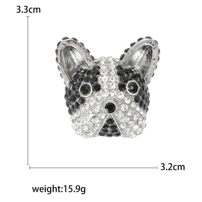 Bulldog Head Rhinestone Lapel Pin Fashion Jewelry For Office Clothing