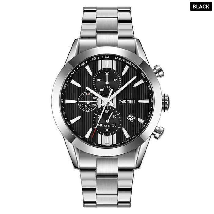 Men's Stainless Steel Band Analog Display Quartz 3ATM 30M Water Resistant Wristwatch