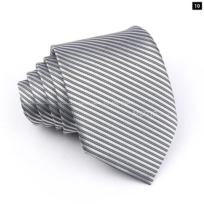 Striped Necktie For Weddings And Business Black Blue 100% Polyester