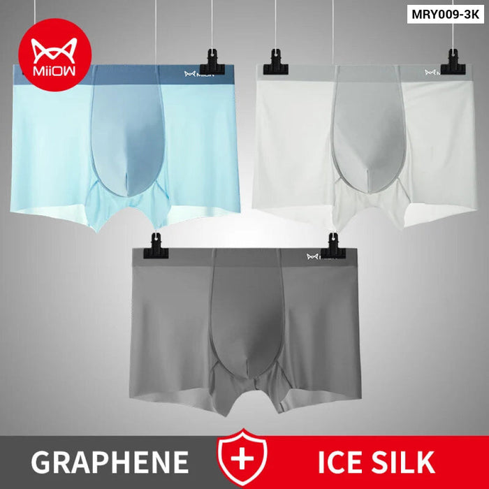 3 Piece Ultra Thin Ice Silk Mens Boxer Shorts