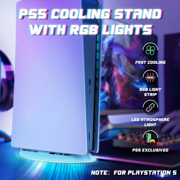 Cooling Accessories Rgb Cooler Base Stand Cooling Fans Base With Led Light Compatible Playstation 5