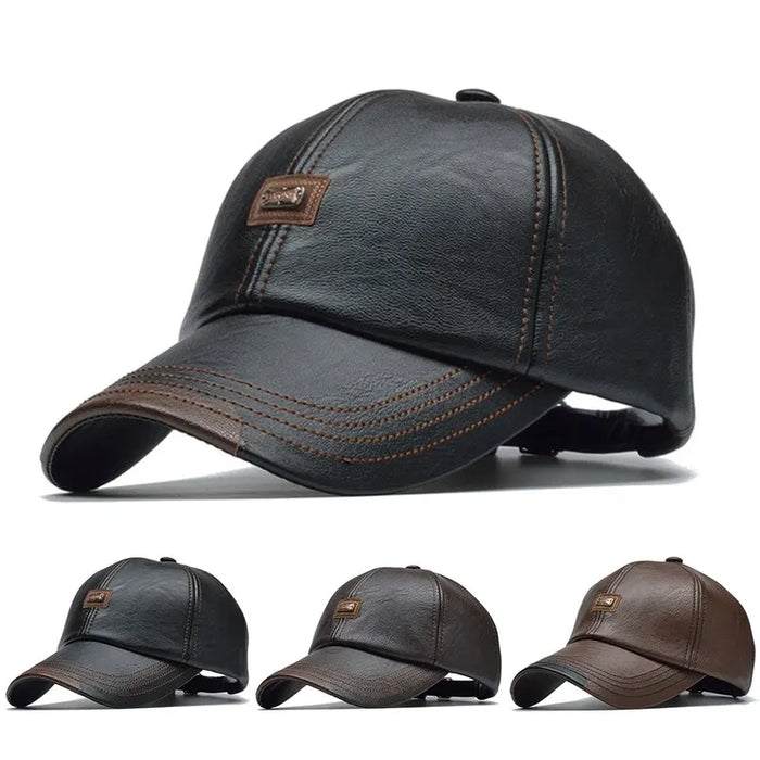 Adjustable Pu Leather Baseball Cap / Hat For Outdoor Wear