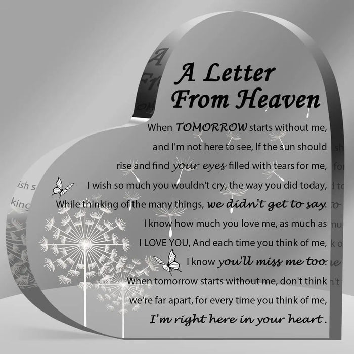 Acrylic Heart Shaped Memorial Gift For Lost Loved Ones