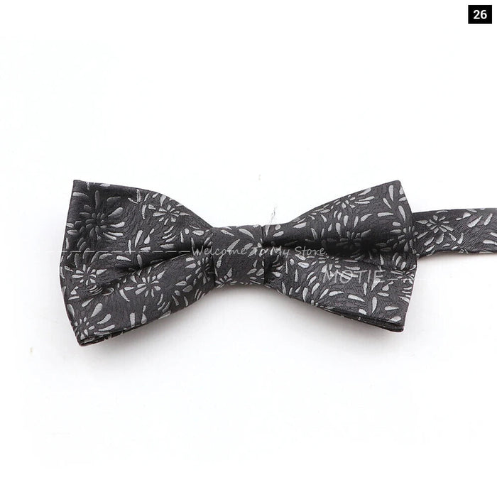 Floral Bowtie For Men Red Polyester Wedding Party Accessory