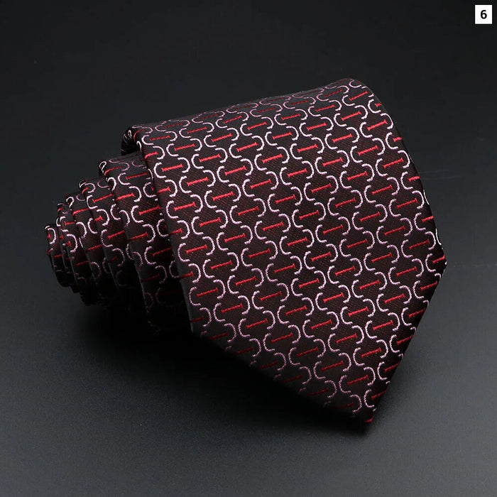 Mens Jacquard Tie 8Cm Striped Paisley Plaid For Business Weddings And Daily Wear