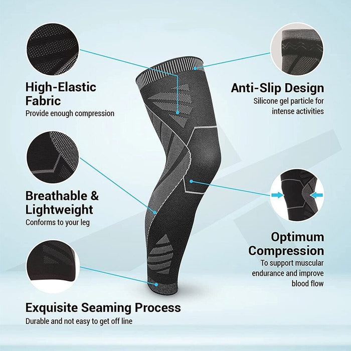 Full Leg Knee Compression Sleeves Protector for Weightlifting Arthritis Joint Pain Relief