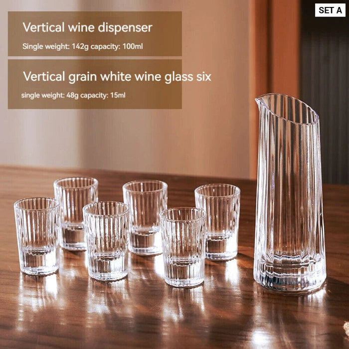 6 Piece White Wine Glass Set With Divider And Bullet Design