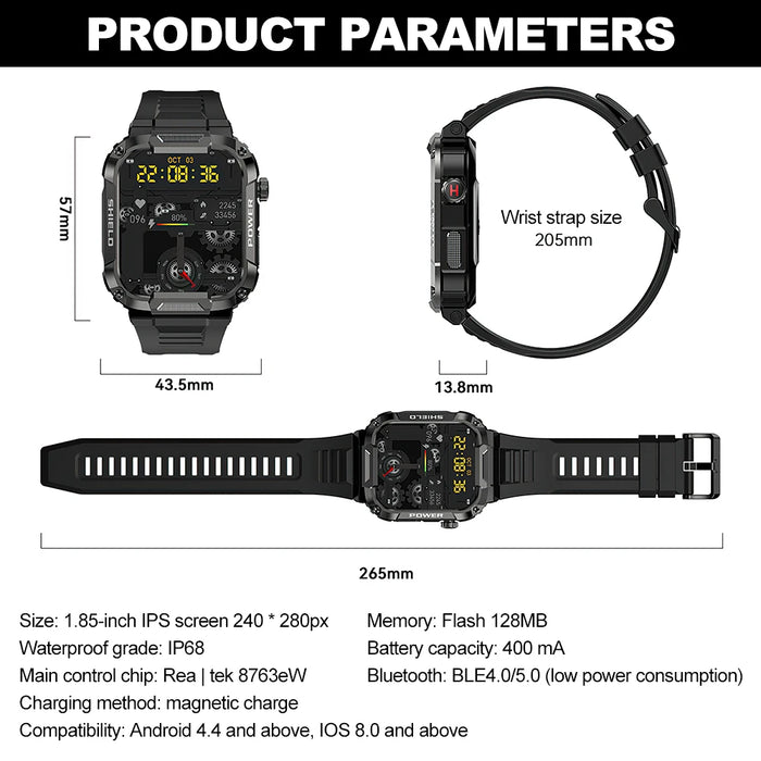 1.85 Inch Bluetooth Sports Smartwatch Ip68 Waterproof