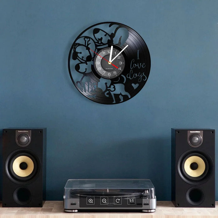 Dog Lovers Vinyl Record Wall Clock