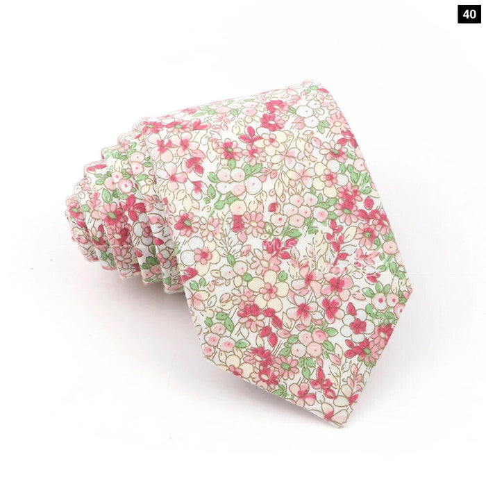 Blue Floral Cotton Ties For Weddings Business And Daily Wear