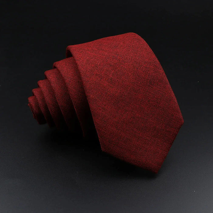 Handmade Mens Plaid Tie Black Grey Red Cotton Wool Wedding Business Party Gift Accessory