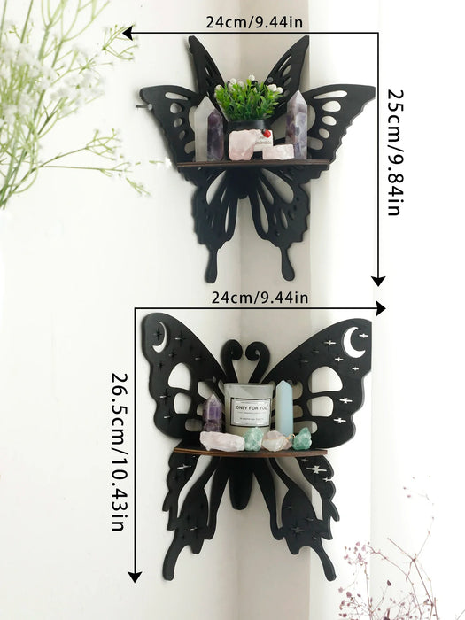 Boho Butterfly Wood Shelf Crystal Holder And Wall Decor