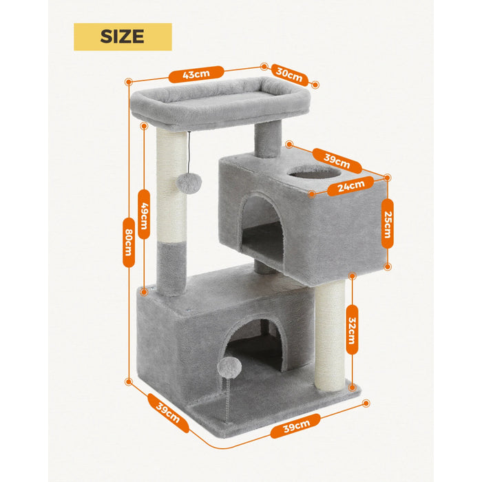 80Cm Cat Tower Double Condo Perch