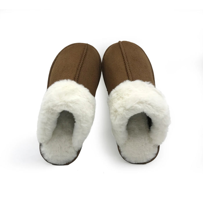 Winter Minimalist Warm And Thick White Plush Womens Slippers