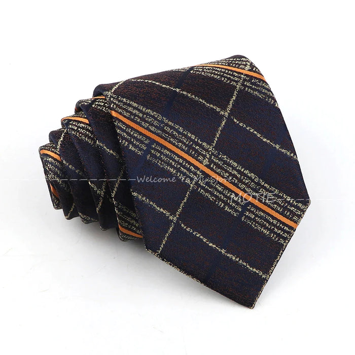 Brown Striped Mens Necktie For Weddings Parties And Daily Wear