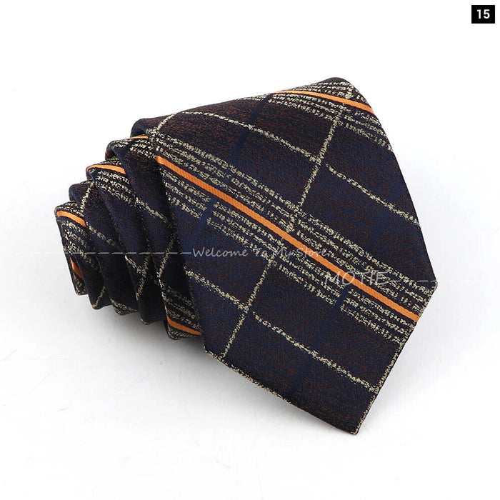 Brown Striped Mens Necktie For Weddings Parties And Daily Wear