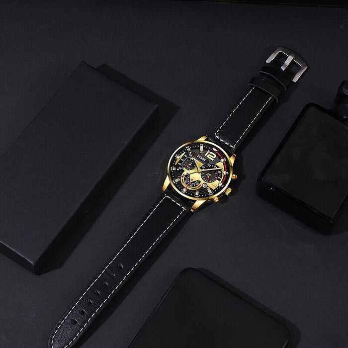 3PCS Set Luxury Mens Watches Men Skull Head Necklace Bracelet Nylon Quartz Watch Male Business Casual Wrist Watch