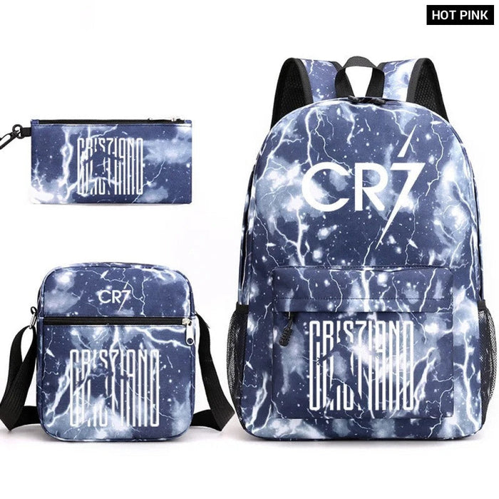 Unisex Cr7 Kids School Book Bags 3Pcs