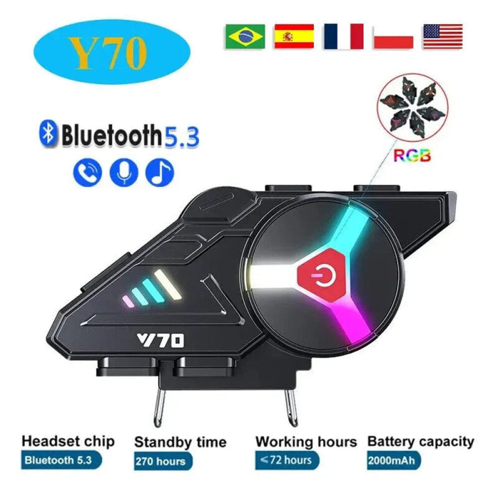 Y70 Motorcycle Bluetooth Helmet Headset With Rgb Lights And Dual Phone Support