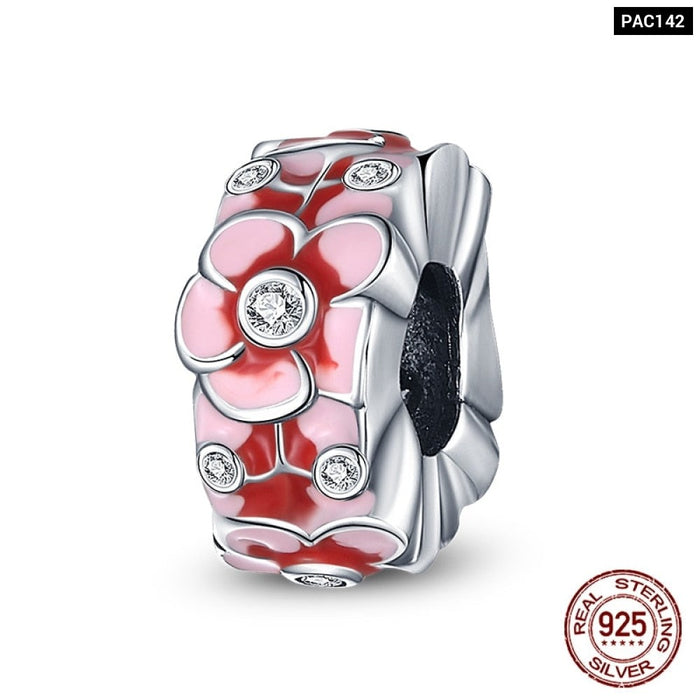 Fit Pandora Original Bracelet 925 Sterling Silver Cats Claw Butterfly Silicone Spacer Beads Colourful Zircon Fine DIY Jewelry