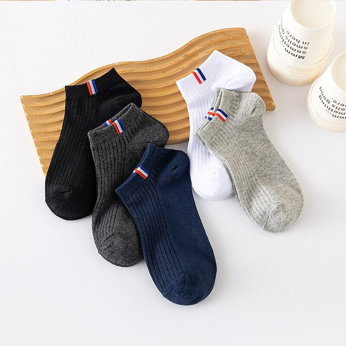 5 Pairs Of Thin Summer Blending Boat Socks Plain Colour Mens Casual Socks Breathable Sweat Absorbing Calibration Socks