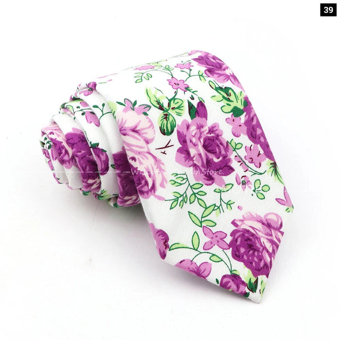 Blue Floral Cotton Ties For Weddings Business And Daily Wear