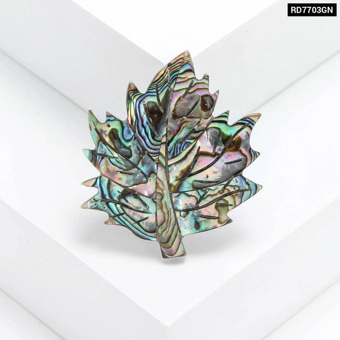 Abalone Shell Maple Leaf Brooch Pin Office Party Accessory