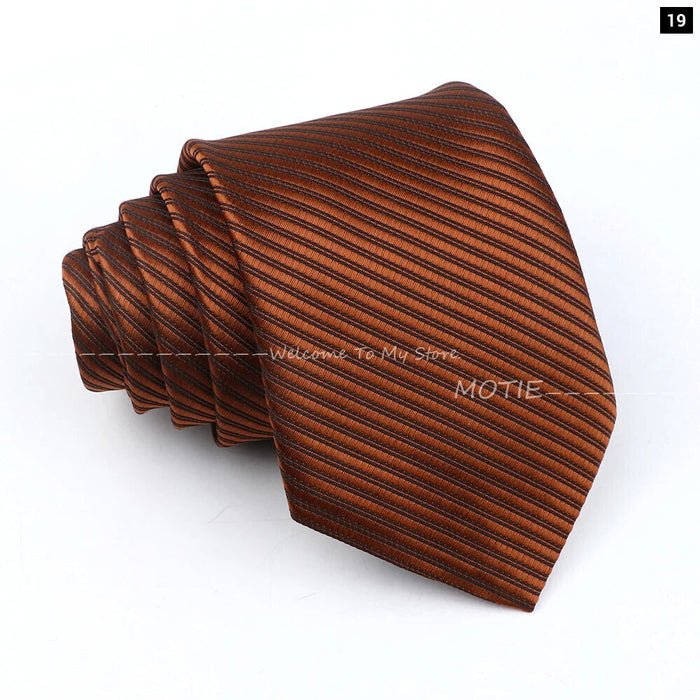 Striped Necktie For Weddings And Business Black Blue 100% Polyester