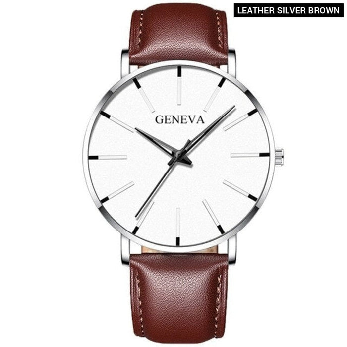 Minimalist Mens Fashion Ultra Thin Watches Simple Men Business Stainless Steel Mesh Belt Quartz Wrist Watch