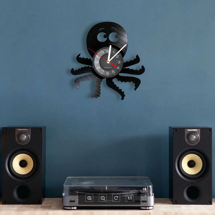 Octopus Vinyl Record Wall Clock