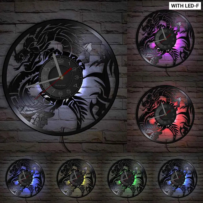 Yin Yang Dragon Vinyl Record Wall Clock