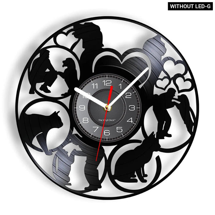 Vinyl Record Wall Clock For Veterinary Clinic Care