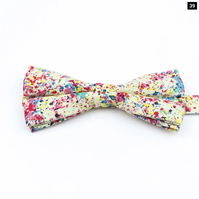 Colourful Floral Bow Ties Fashion Cotton Print For Mens Wedding And Business Suits