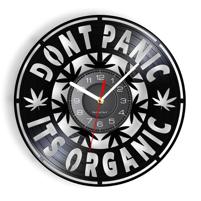 Organic Marijuana Leaf Vinyl Record Wall Clock