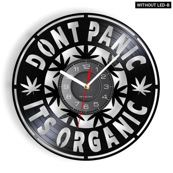 Retro Weed Leaf Vinyl Record Wall Clock