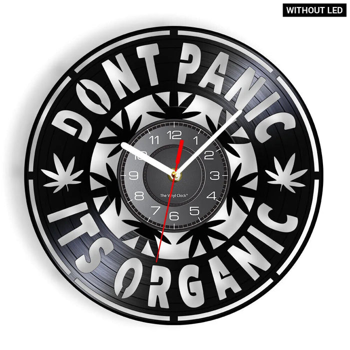 Organic Marijuana Leaf Vinyl Record Wall Clock