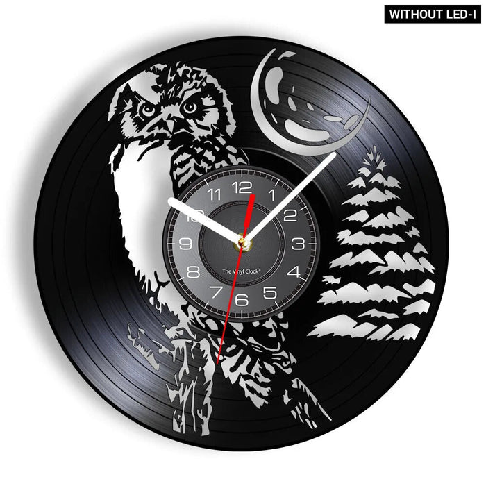 Vinyl Record Owl Wall Clock