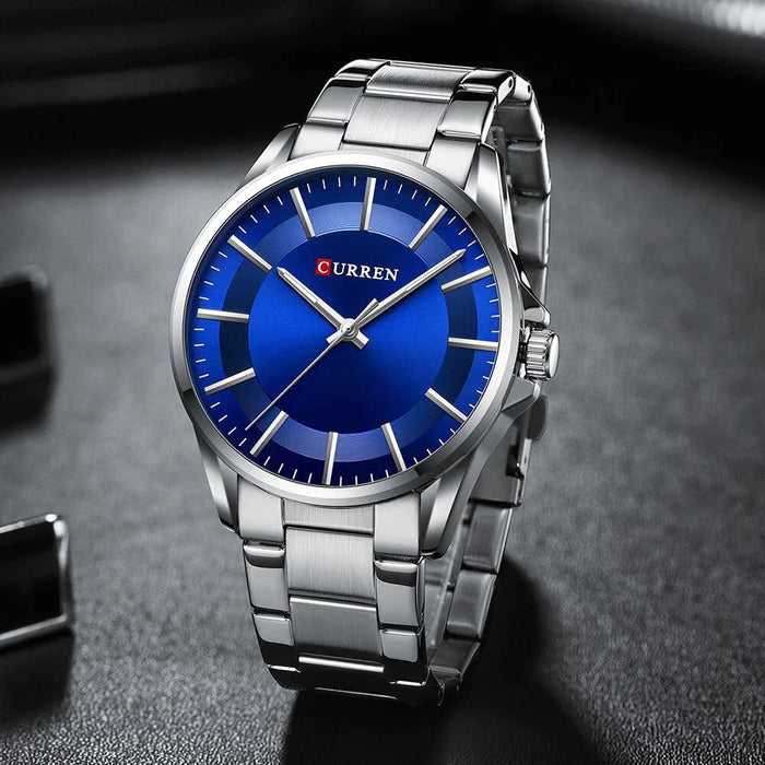 Fashion Mens Watches Stainless Steel Band Business Quartz Wristwatches For Man Luminous Hands Clock Male