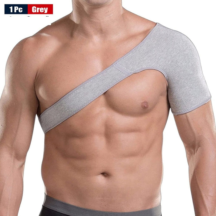 Elastic Charcoal Fiber Single Shoulder Back Wrap Strap for Musle Sprains