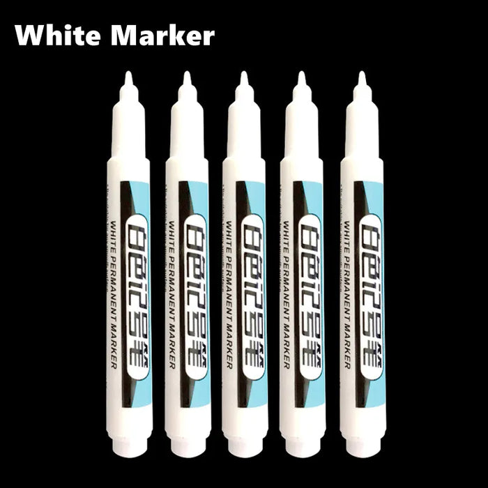 White Permanent Paint Pen Set For Multiple Surfaces 0.7Mm Tip