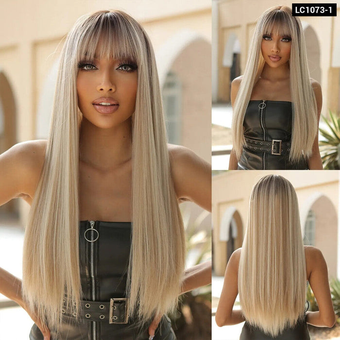 Long Straight Black Synthetic Wig