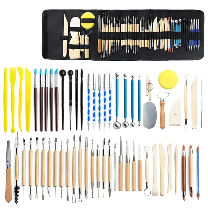 61 Piece Pottery Clay Tool Set For Sculpting Smoothing And Carving