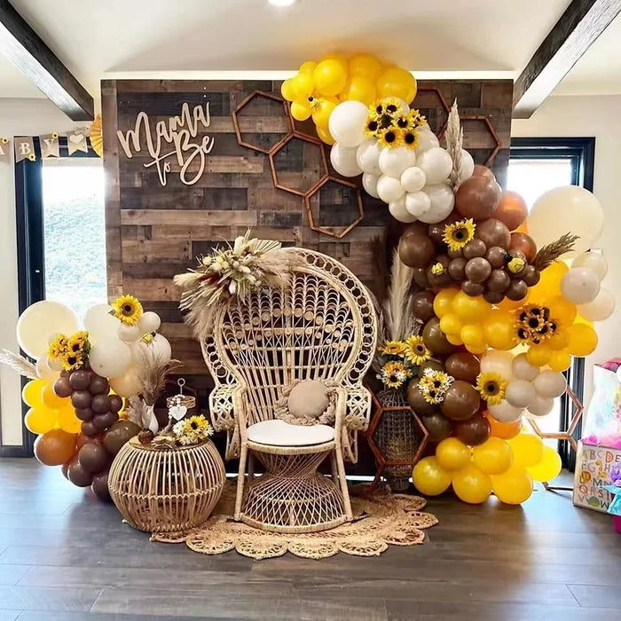 Beeballoon Arch Set Mustard Yellow White Brown Bee Balloon Suitable Shower Party Decoration Party Fall Wedding Birthday Supplies