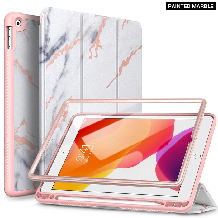 Ipad 9Th/8Th/7Th Gen Magnetic Trifold Stand Leather Case With Pencil Holder Screen Protector