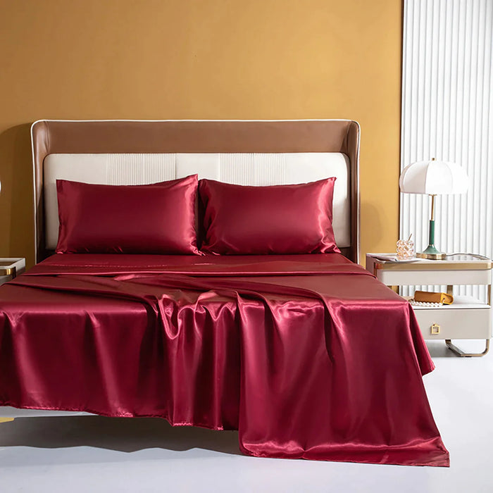 Luxury Rayon Satin Fitted Sheet Set With Elastic Band