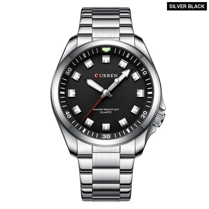 Minimal Stylish Dial Men's Watches with Stainless Steel Strip Trendy Business Quartz Wristwatch