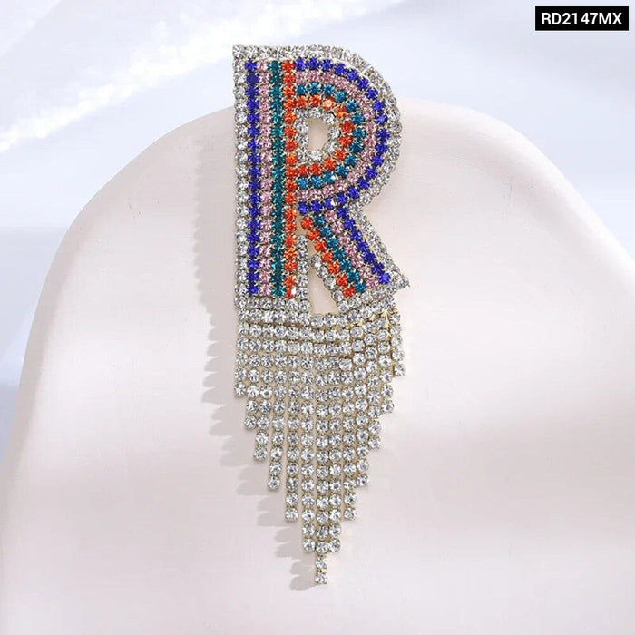 Rhinestone Tassel Brooch Korean Fashion Bow Tie Lapel Pin For Women