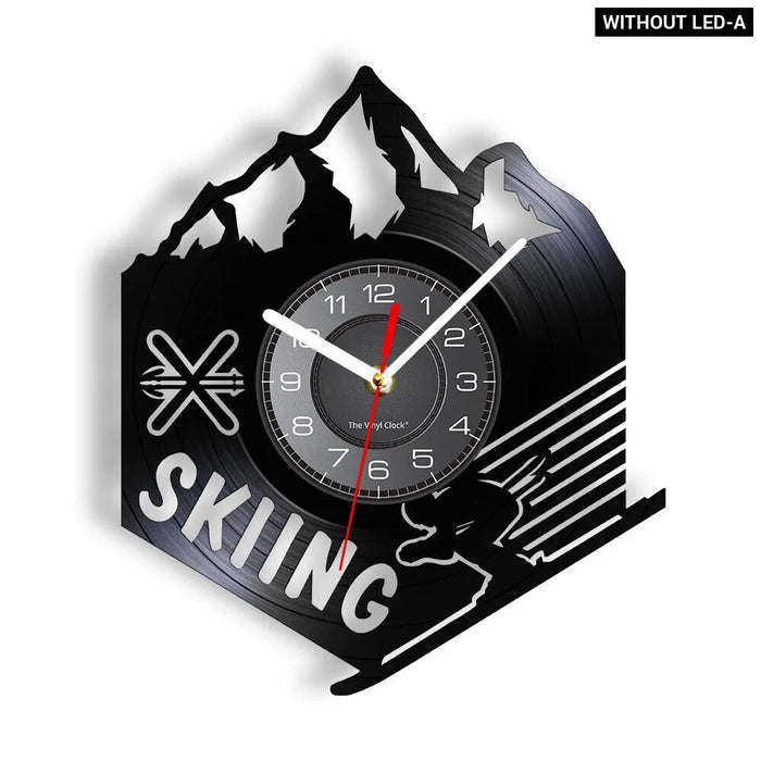 Vinyl Record Skiing Wall Clock