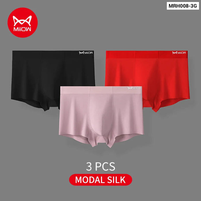 3 Piece 80ct Modal Mens Boxers Silk Crotch Underwear